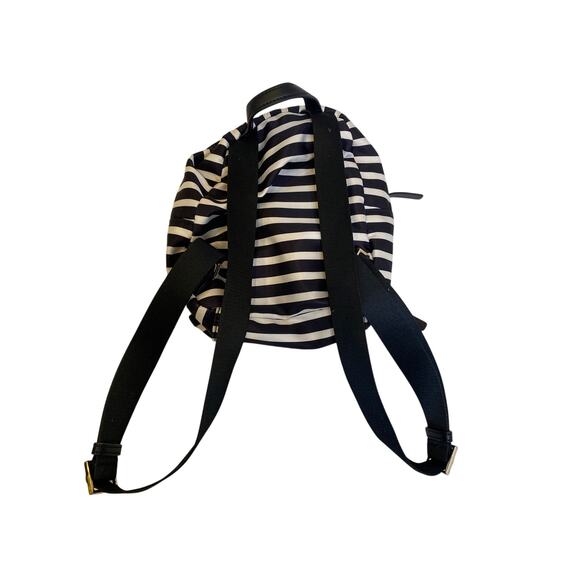 Kate Spade Black & White Striped Mini Backpack OS Zip Closure Pockets Designer main image 5